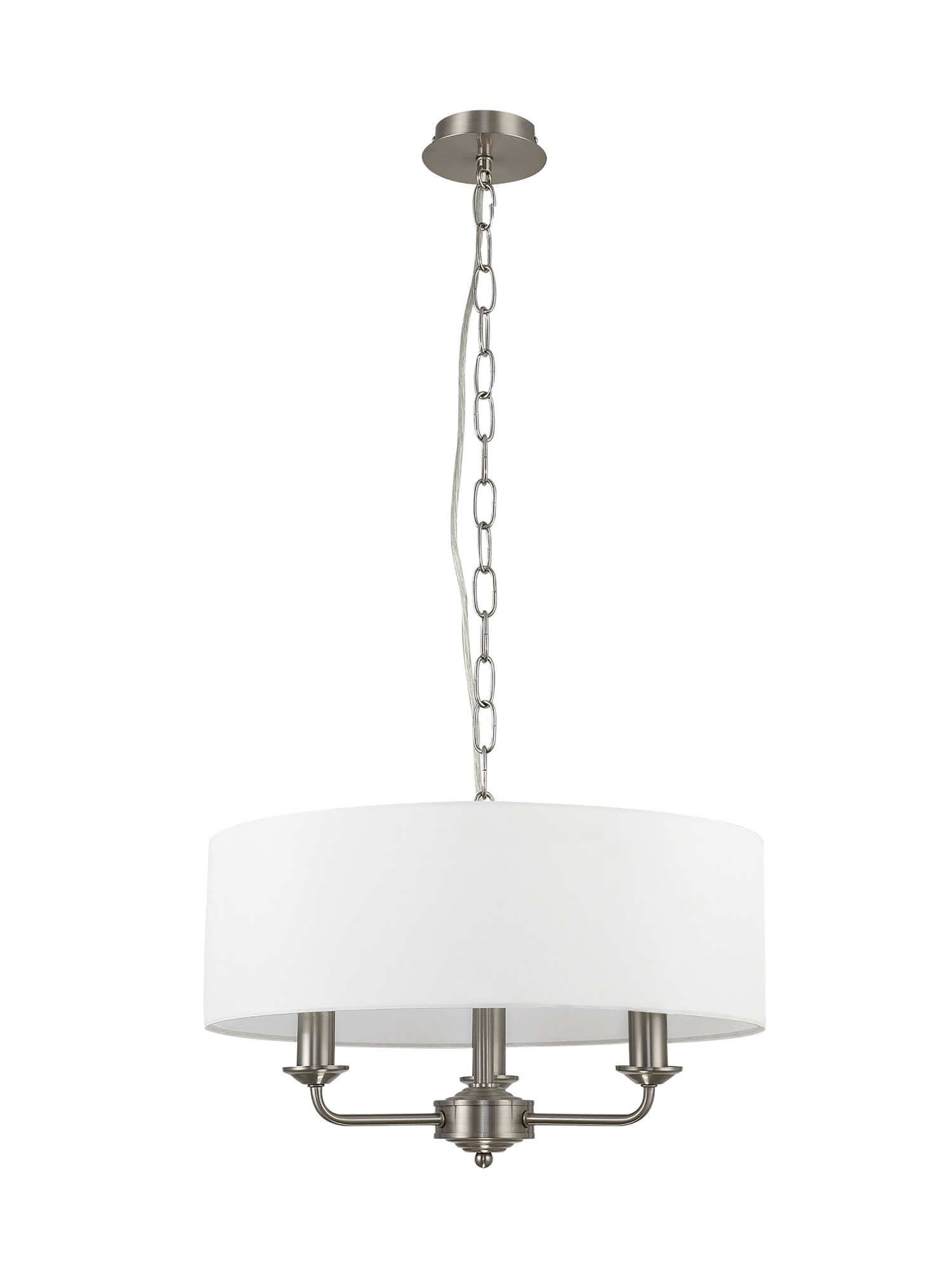 Banyan 45cm 3 Light Pendant Satin Nickel, White DK0053  Deco Banyan